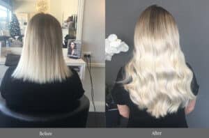 Russian clip in hair extensions, before and after 01, EH Hair