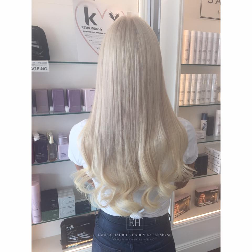 What Are Weft Hair Extensions? 4 | Emilly Hadrill: Hair Extensions in Gold Coast, Brisbane, Melbourne & Sydney Russian skin weft hair extensions, Remy hair, model image 02, back view